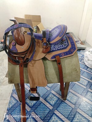 Western Leder Barrel Pferd Sattel Tack Set 10'' bis 18'' kostenloser Versand