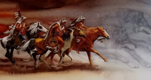 *Bev Doolittle "WOLVES OF THE CROW"-Indian-Native American-Horses-Art*FRAMED** - Picture 3 of 17