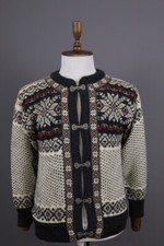 DALE OF NORWAY Classic Multicolor Fair Isle Wool Knit Clasp Ski Sweater Size XS