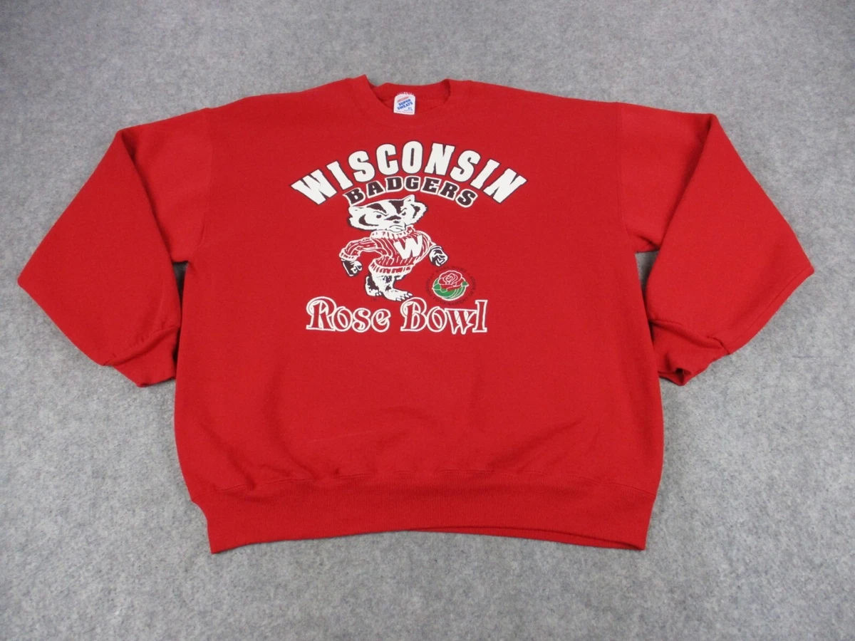 Pull Homme Vintage Wisconsin Rouge Coton Taille M - Marque Ef En Ef - Fabriqué Aux USA - Occasion Très Bon état