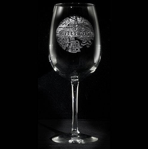 Street Maps Rocks Glassware, Hometown City Etched Wine Glass - One Glass (map)