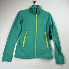 Koppen Jacket Women Small Athletics' Running Green Long Sleeve Fleece Full Zip