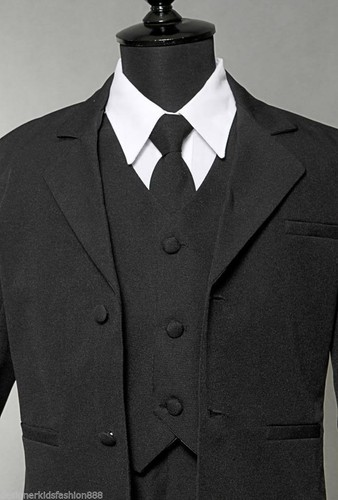 Jungen schwarz formeller Anzug, 5-teiliges Set für Hochzeitsabschluss Erstkommunion S bis 20 - Bild 6 von 7