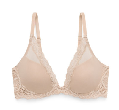 Natori 32DDD Feathers Plunge T-Shirt Bra NWOT 730023 Cafe
