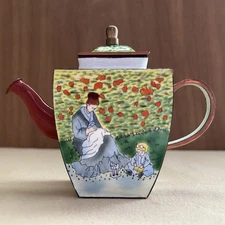 Charlotte di Vita Miniature Teapot Enamel on Copper Claude Monet