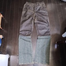 USED CHANEL LEATHER-TRIMMED DENIM VERYGOOD