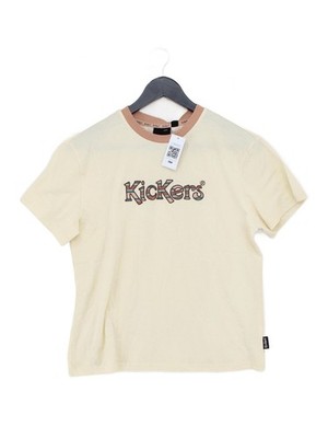Kickers Herren T-Shirt M Creme Grafik Baumwolle mit Elasthan Basic