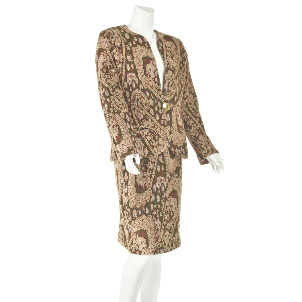 BILL BLASS Vintage Taupe Chenille Paisley Skirt Suit in Autumn Colors SZ 10 NWOT - Image 3 of 4