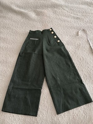 Vivien Of Holloway Culotte Hose Grün Denim Gr. XS 40er Jahre Style