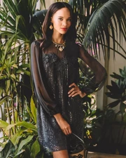 NWT Lilly Pulitzer Gail Silk Dress Color: Noir Fish Clip Chiffon Full Size