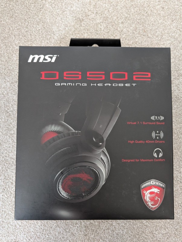 MSI DS502 gaming headset - black, USB, 7.1 virtual surround sound, 40mm drivers