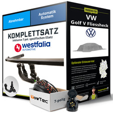 Für VW Golf V Fliessheck Typ 1K1 Anhängerkupplung abnehmbar +eSatz 7pol 03- kpl.