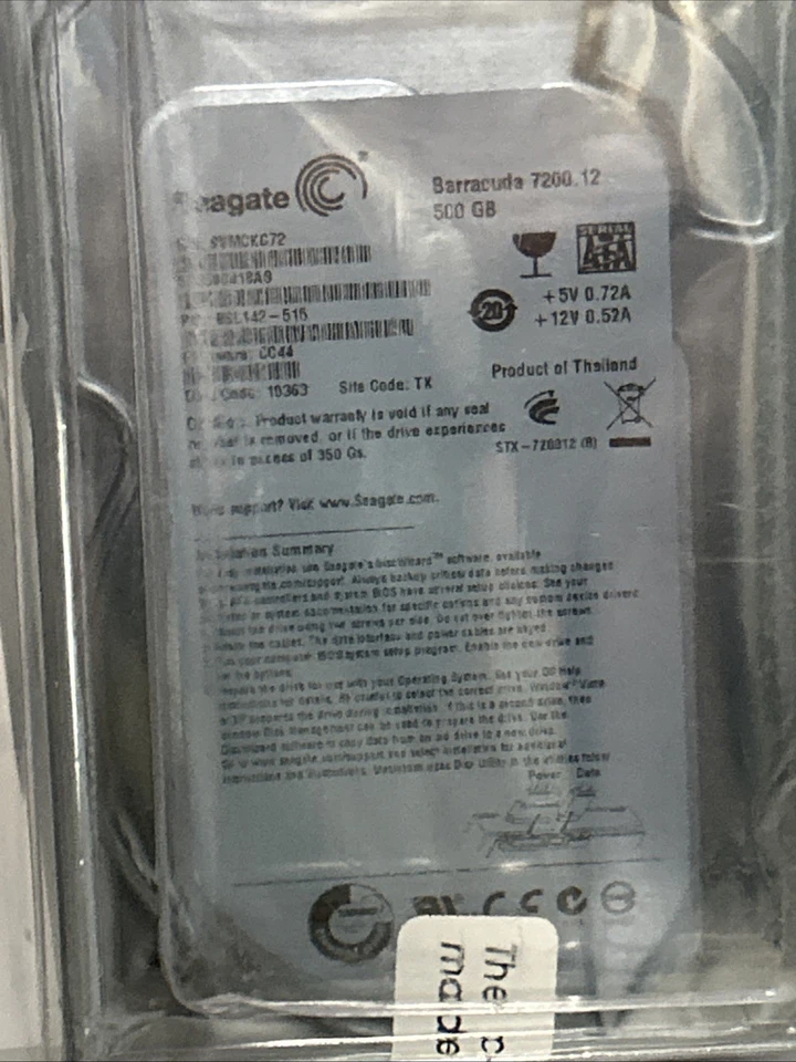 Seagate Barracuda 7200.12 500 GB, Internal, 7200 RPM, 3.5" (ST3500418AS) HDD NEW - Image 4 of 4
