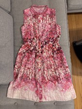 Elie Tahari Silk Floral Pink Sleeveless Dress Size 2