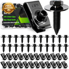 50PCS 1/4 U-Nut Clips Hex Head Automotive Body Fender Bolts Kit,For Most Cars