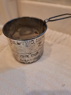 Vintage Tin Flour Sifter One Two Cup Measurement Rustic Farmhouse Decor