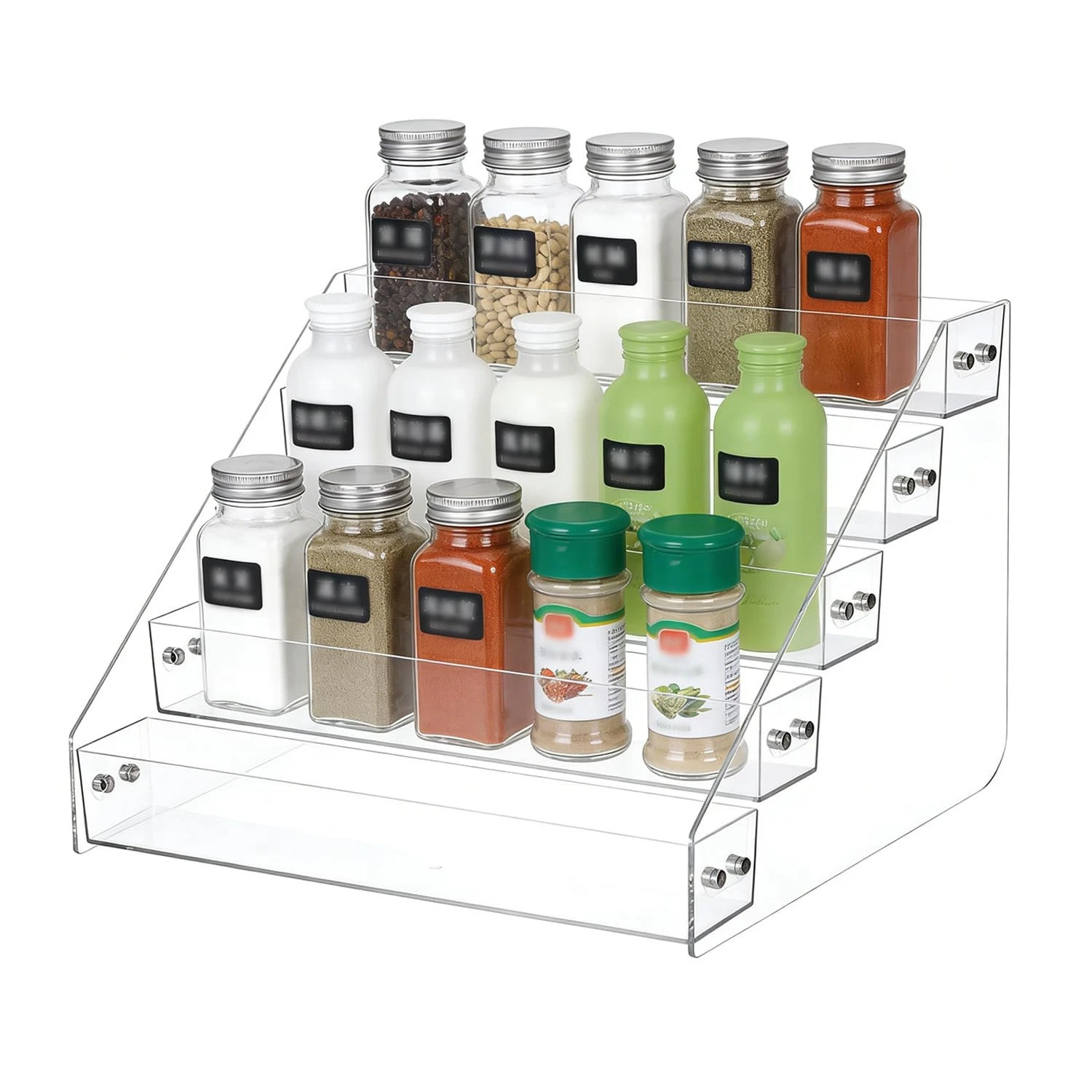 12" Acrylic Display Shelf, 5 Tier Clear Spice Rack Organizer, Display Stand R...