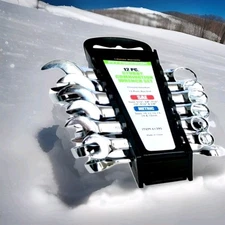 Stubby SAE & Metric combination wrench 12 pc