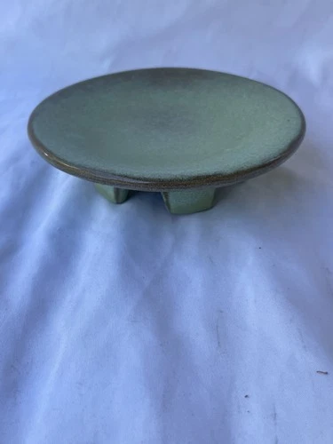 Vintage Frankoma Pottery Candle Holder – Sculptural Brown & Green Glaze 4.5”