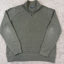 Eddie Bauer Men s Tall Large Quarter Zip Sweater Olive Green 100 Cotton EUC