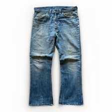 Vintage 70s Sears Bell Bottom Flare Jeans Honeycomb Whiskered 32x26 Rockabilly