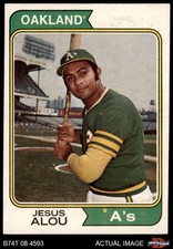 1974 Topps #654 Jesus Alou  No Position Athletics ERROR RARE VARIATION 6 - EX/MT