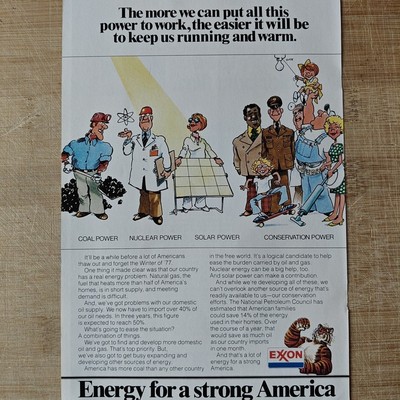 Exxon Energy 1977 Vintage Werbung Anzeige Reklame Ad Advertise Advert yellowed