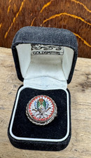 Schöner antiker Mikro Mosaik Skarabäus Käfer/Käfer Silber Ring Größe O