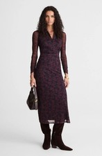 Madewell Long-Sleeve Polo Midi Dress Deep Aubergine Size XL NWT* NY927