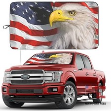 American Flag Windshield Sun Shade 240T Double-Layer Car Eagle Material