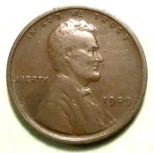 1909 Wheat Cent VF+ CHOICE VERY FINE Brwn 1st Year WHEAT Philadelphia MUST HAVE!