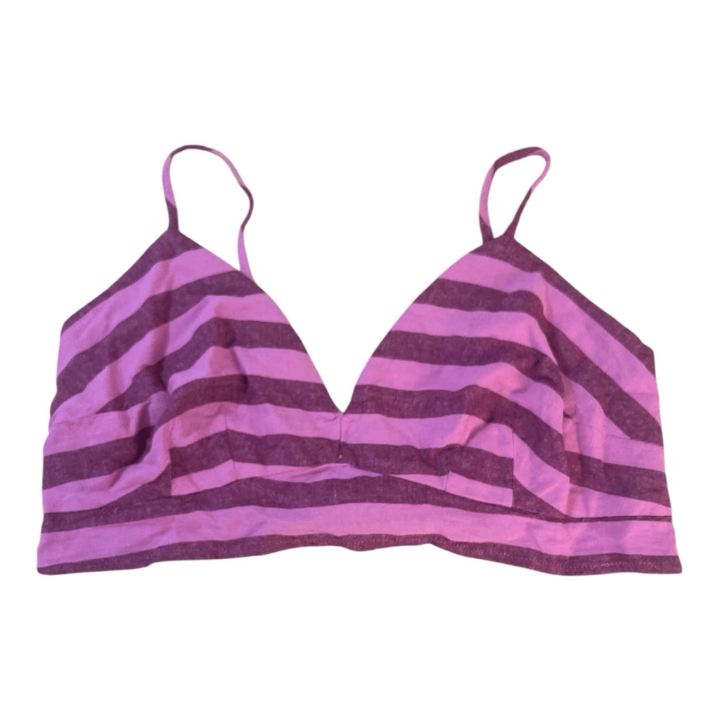 Beach Bungalow Plus Size XXL Linen Bralette Tank in Pink Berry Stripes-image