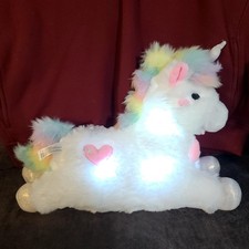 FAO Schwarz Glow Brights Toy Plush LED Sound White Unicorn 16" Stuffed Animal