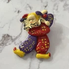 Vintage Handmade Clown Brooch Pin – Red & Purple Jester Costume Jewelry