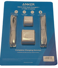 Anker 70W/30W Wall Charger Bundle Foldable Plugs 2×6ft USB-C to C Cables USED