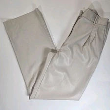 House of Harlow 1960 Vegan Leather Pants Womens Size 4 Cream High Rise Wide Leg