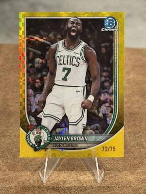 2025-26 Bowman Chrome Jaylen Brown Yellow X-Fractor Refractor #BCV-57 SSP /75