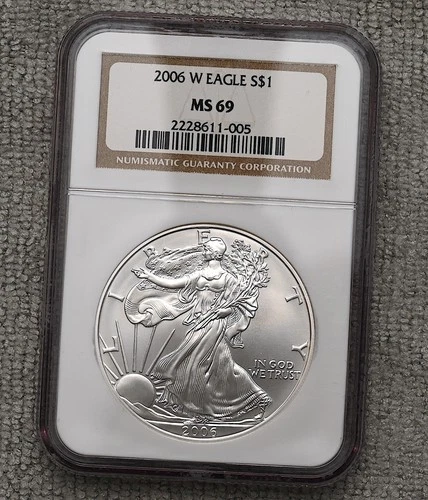 2006 W $1 BURNISHED SILVER AMERICAN EAGLE  NGC MS69