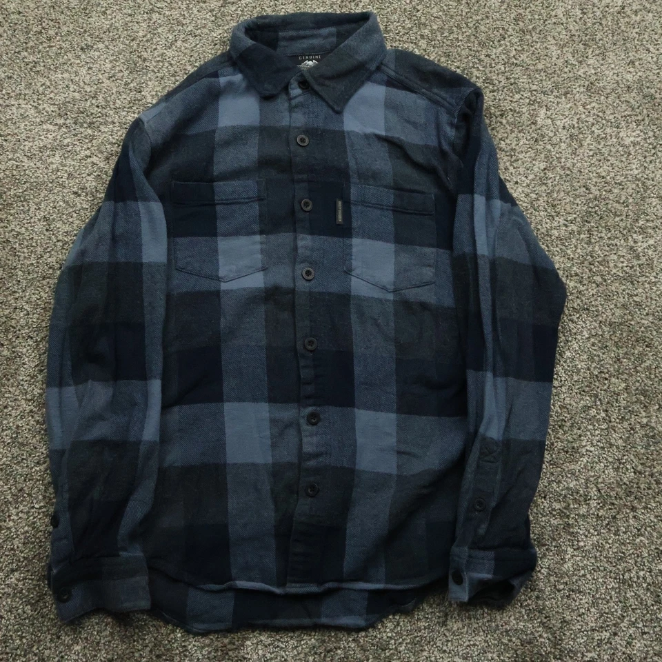 Harley Davidson Motor Co. Mens Plaid Flannel Long Sleeve Shirt Size M Blue Black - Image 2 of 4