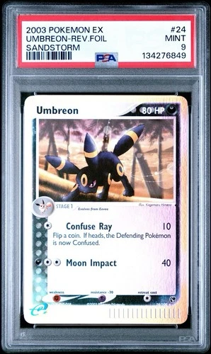 2003 Pokemon Umbreon 24/100 Sandstorm Reverse Holo Foil PSA 9 Mint POP 125