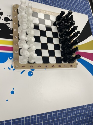 New: 14" Acrylic Modern Chess Set, Luxury Designer, 1/2” Rocks And 1/4” Board. - Picture 7 of 13