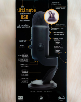 NEW Blue Yeti Blackout Microphone USB Game Streaming Mic Logitech