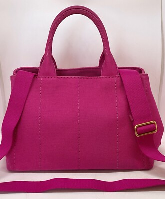 PRADA Logo Pink Denim Canapa Two-Way Tote Bag / D250-24128 | eBay