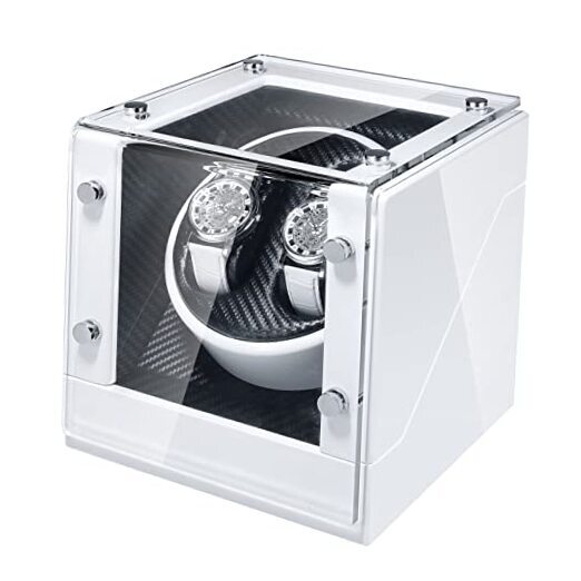 Double Watch Winder with Quiet Japanese Mabuchi Motor (White