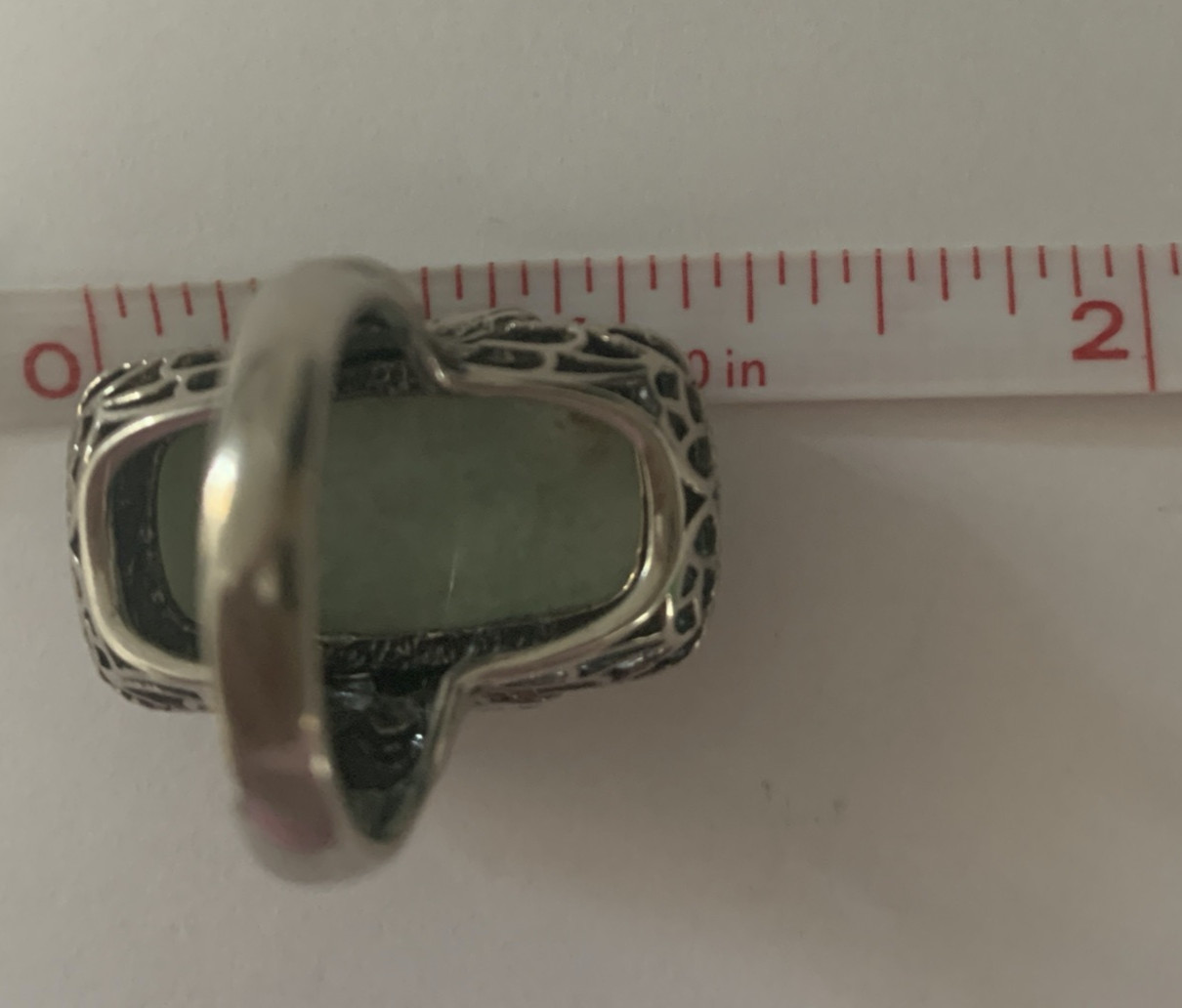 STERLING Dragon Head Rectangular RING JADE SZ-9 (… - image 12