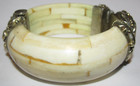 Vintage Antique Pull Pin Hinged Bangle Bracelet Light Beige Cream Purple Stone — photo 4