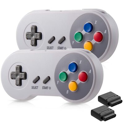 2Pcs Wireless SNES Controller Remote Gamepad For Original Super SNES Console& FC