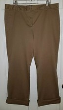 LANDS END khaki Brown Stretch Cotton Boyfriend Chino Pants Fit 2 18