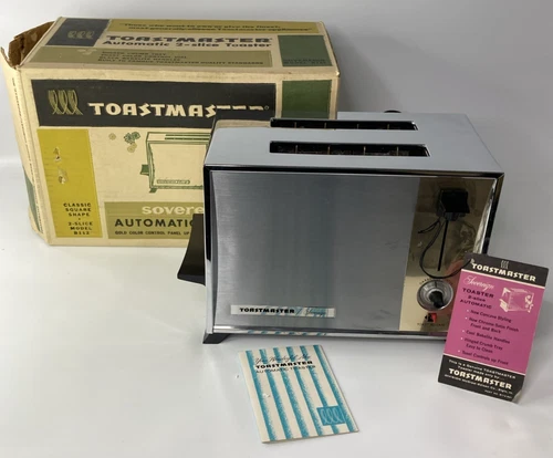 Vintage Toastmaster Sovereign Toaster B112 Chrome 2 Slice MCM NOS