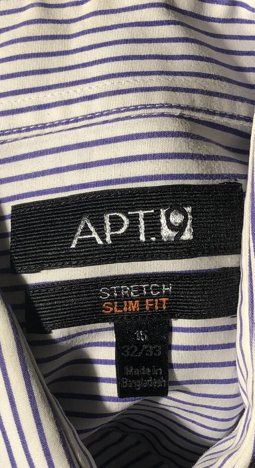 Camisa de vestir para hombre Apt 9 manga larga abotonada elástica calce ajustado talla 15. 32/33 Foto 4 de 4